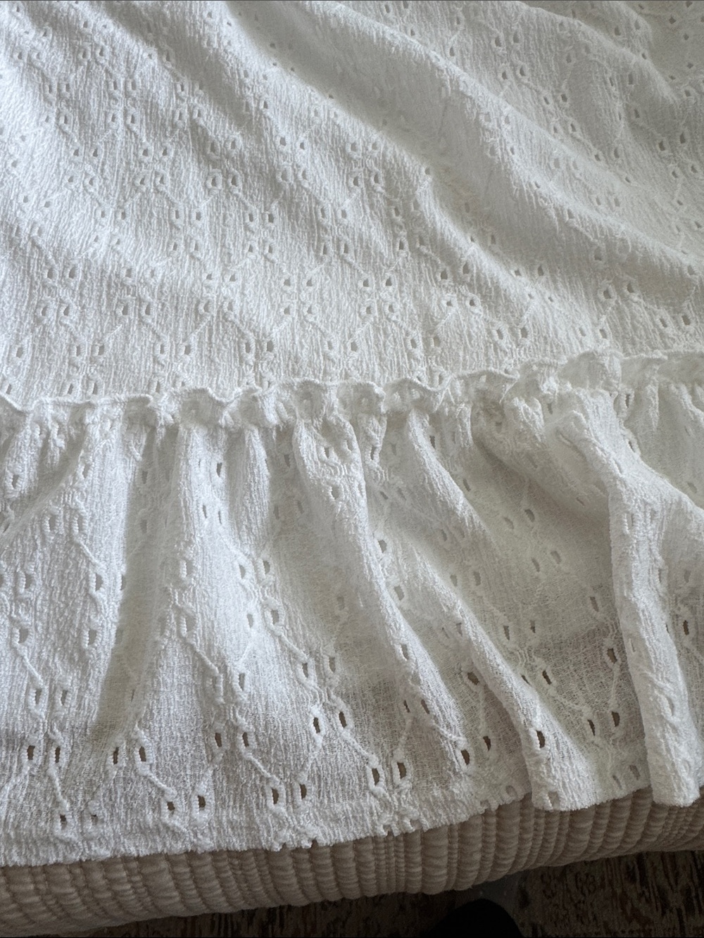 White Eyelet Ruffle Mini Dress - Picture 9 of 10
